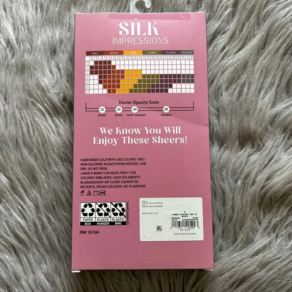 Silk Impressions High Support Sheer Tights Womens‎ Size Small White High Waisted